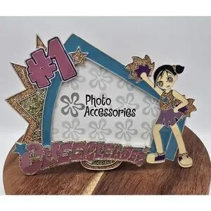 #1 CHEERLEADER Photo Picture Frame NWT Brunette / Black Hair Cheerleading Cheer