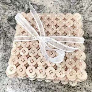 10 pearl button 4” x 4” square coasters new unique luxe accessory for your home