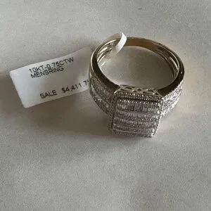 10k Solid Gold Real Certified Natural Diamond Engagement Wedding Ring For Men