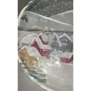 14" Frosted And Painted Christmas Tray