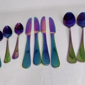 14 Pieces Byram Pattern Flatware Cambridge Rainbow Mirror Titanium Plated