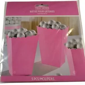 15 Pink Treat Boxes For Popcorn Candy Party Favors - 3 Packs Of 5 Birthday