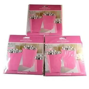 15 Pink Treat Boxes for Popcorn Candy Party Favors - 3 Packs of 5 Birthday