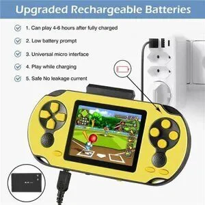 16 Bit Handheld 230 Games Console System Kids Adults Large Screen HD YELLOW NEW