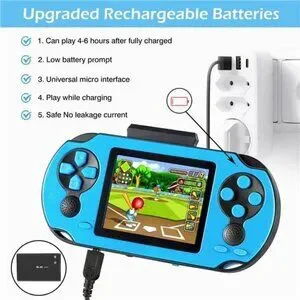 16 Bit Handheld 230 Games Console System Kids Adults 3.0'' Large Screen HD BLUE
