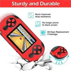 16 Bit Handheld 230 Games Console System Kids Adults 3.0'' Large Screen HD RED
