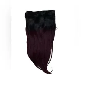 16 Inch Human Hair Clip In Black & Red Balayage