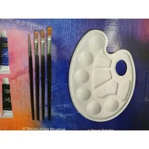 17 Pc WATERCOLOR Tubes Paint Set W 4 Taklon Paint Brushes + Art Palette Value