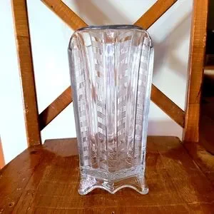1880s Cassaday "Riverside Columns" Herringbone Antique Glass Footed Pitcher