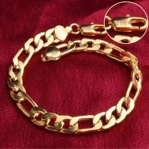 18K Gold 8MM Sideways Bracelet For Women Men Party Gifts Wedding Fashion Jewelry