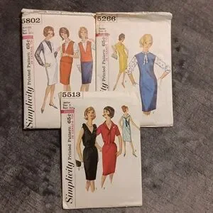 1963 & 64 Size 9 Simplicity Patterns Vintage 60s Retro Fashion Dresses
