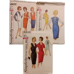 1963 & 64 Size 9 Simplicity Patterns Vintage 60s Retro Fashion Dresses 1963 & 64 Size 9 Simplicity Patterns Vintage 60s Retro Fashion Dresses