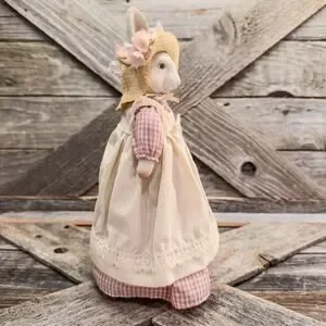 1980s Vintage Rotating Musical Ceramic Mrs. Bunny -“Here Comes Peter Cottontail”