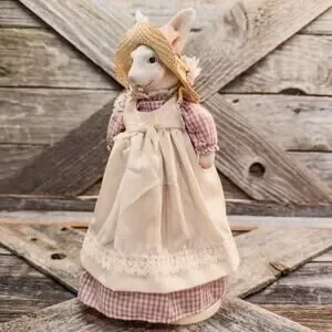 1980s Vintage Rotating Musical Ceramic Mrs. Bunny -“Here Comes Peter Cottontail”