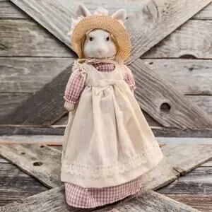 1980s Vintage Rotating Musical Ceramic Mrs. Bunny -“Here Comes Peter Cottontail”