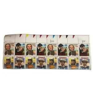 1990 Sheet Of 16 US Stamps Wizard Of OZ Gone With The Wind Stagecoach Beau Geste