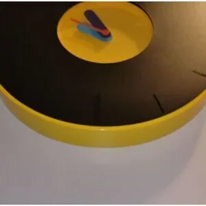 1990s Pladdra Yellow and Black Plastic Wall Clock Chenyi Ke For IKEA Y2K Retro