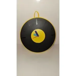 1990s Pladdra Yellow and Black Plastic Wall Clock Chenyi Ke for IKEA Y2K Retro
