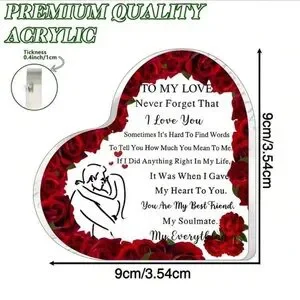 1pc Acrylic Heart-Shaped Ornament – Valentine's Day & Anniversary Gift