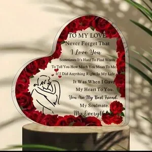 1pc Acrylic Heart-Shaped Ornament – Valentine's Day & Anniversary Gift