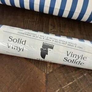 2 Bolts Of Solid Vinyl Wallcoverings-Crewcut Designs Striped Navy And White