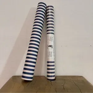2 bolts of solid vinyl wallcoverings-Crewcut Designs Striped Navy and White