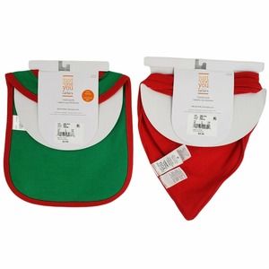 2 Carter's Christmas Bibs For Baby Santa Beard & Dear Santa I Did My Best Bib