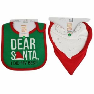 2 Carter's Christmas Bibs for Baby Santa Beard & Dear Santa I Did My Best Bib