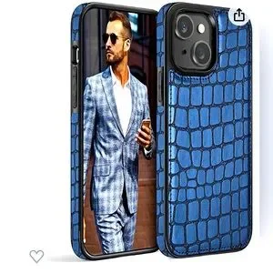* 2 FOR $8 CASES * iPhone 14 Plus (6.7”) Blue Snakeskin style Phone Case