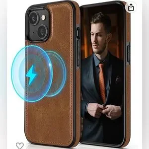 * 2 for $8 CASES * iPhone 14 Plus (6.7”) Faux Brown Leather Phone Case