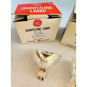 2 GE Quartzline Lamp EJZ 30V 80W Stage Lighting Bulb Projector Replacement NOS