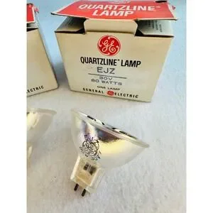 2 GE Quartzline Lamp EJZ 30V 80W Stage Lighting Bulb Projector Replacement NOS