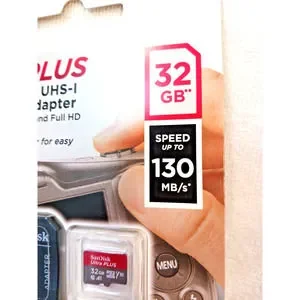 2 New SanDisk Ultra Plus Speed 130 MicroSDHC UHS-1 Card W Adapter