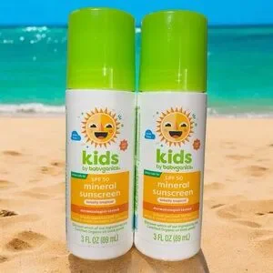 2 Pack Kids Babyganics Mineral‎ Sunscreen SPF 50 Tropical Roll On 3oz EXP 3/26
