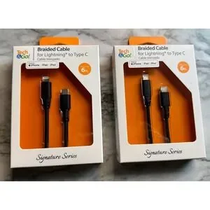 2-PACK Tech & Go 6 Ft. Braided Cable Lightning to Type-C in Black