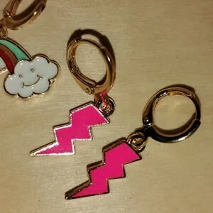 2 Pair Of Cute Gold Tone Earrings For Child/teen