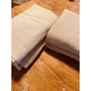2 Pc Linen Curtains Privacy With Light Filtering Incld 2 Pc Holdbacks Angora-Tan