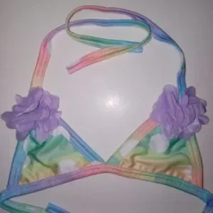 2-piece Dog Bikini Pastel Polka Dot Rainbow Tutu & Triangle Halter Top NEW