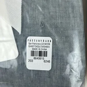 2 Pottery Barn Shams Blue European Flax Linen Hand Stitched 26 X 26 NWT