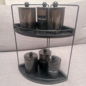 2-Tier Corner Rack Shelves Storage with 6-pcs Jar Set #0730258