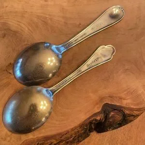 2 Vintage Silver Plate Baby Spoons From Gerber / Winthrop – Circa 1950