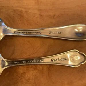 2 Vintage Silver Plate Baby Spoons From Gerber / Winthrop – Circa 1950