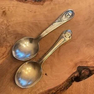 2 Vintage Silver Plate Baby Spoons from Gerber / Winthrop – Circa 1950