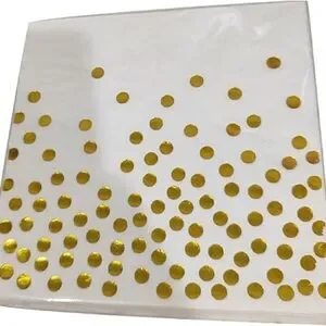 20 White Napkins With Gold Dots Disposable 5x5 Inch Paper NapkinsWhite And Gold