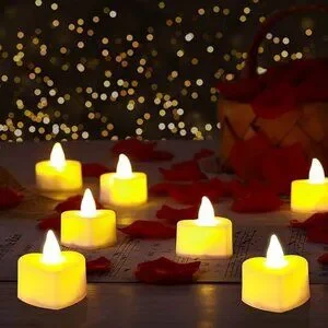 2000 Pieces Artificial Rose Petals With 24 Pieces LED Tea Lights Candles
