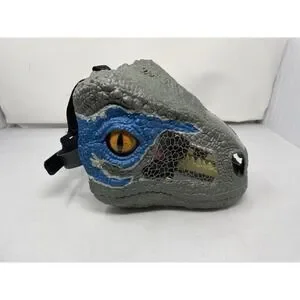 2017 Jurassic World Chomp N Roar Mask w/ Sound Velociraptor Raptor Blue Dinosaur