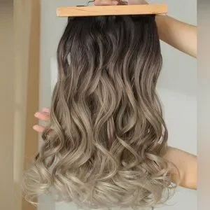 22 Inch Balayage Brown & Blonde Clip In Curly Hair Extensions