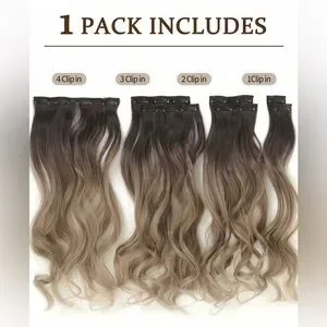 22 Inch Balayage Brown & Blonde Clip In Curly Hair Extensions