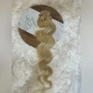22 Inch Human Hair Light Blonde Clip In Extensions