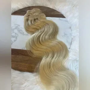 22 Inch Human Hair Light Blonde Clip In Extensions